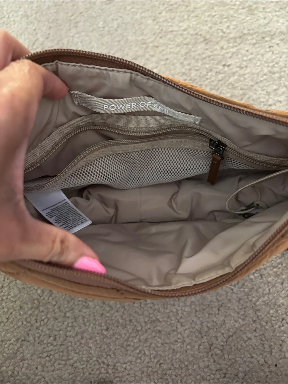 Athleta Quilted Crescent Crossbody in Rust Brown
